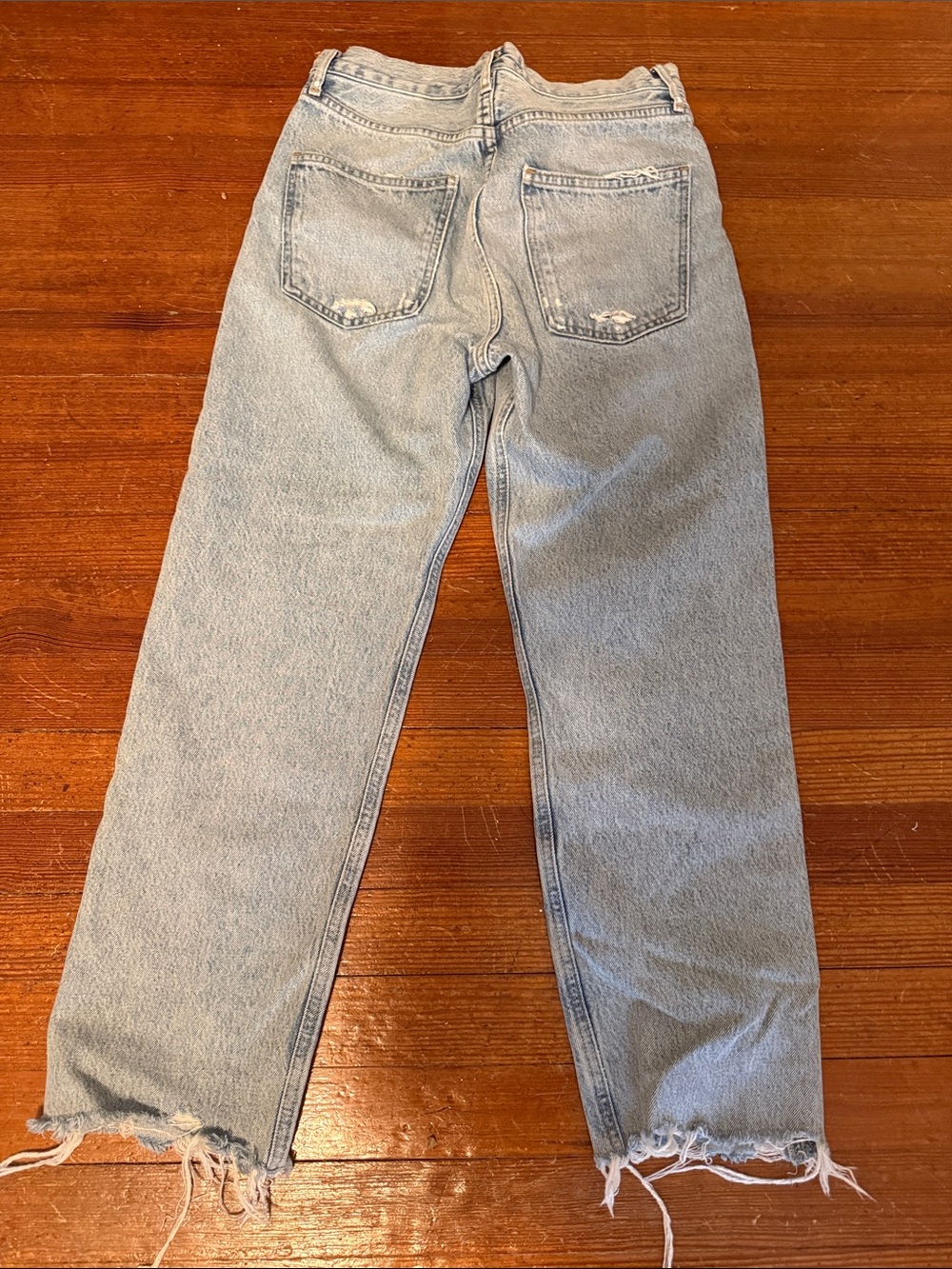 Agolde 90s Crop in Suspend Blue Organic Cotton Distressed Straight Jeans Size 25 - Picture 4 of 6